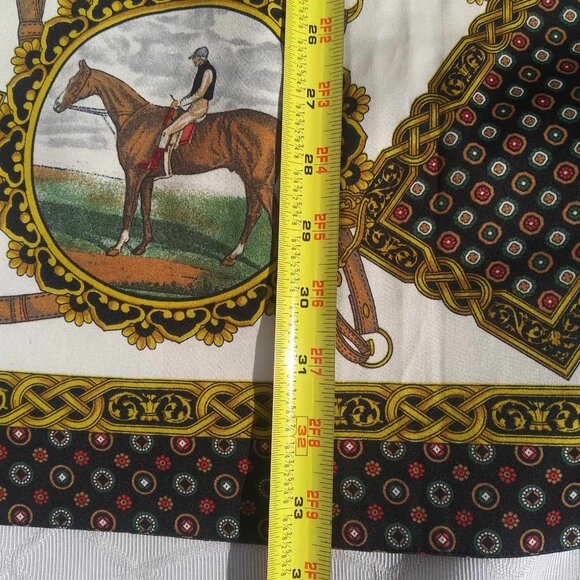 JG Hook Equestrian Print Scarf Horse Shows Jockeys 1990s ITALY - Picture 7 of 7